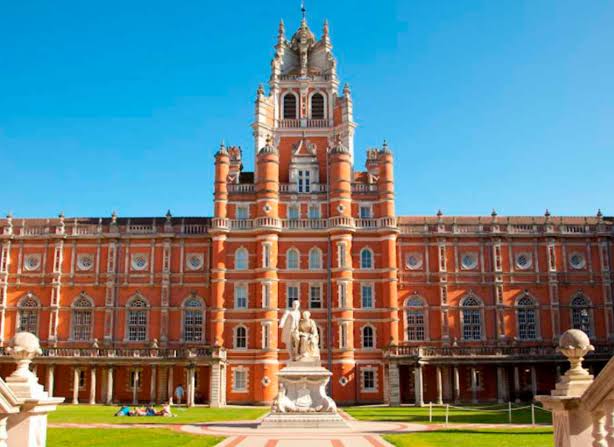 Historic Founder's Building at Royal Holloway, University of London, a popular destination for international students studying in the UK